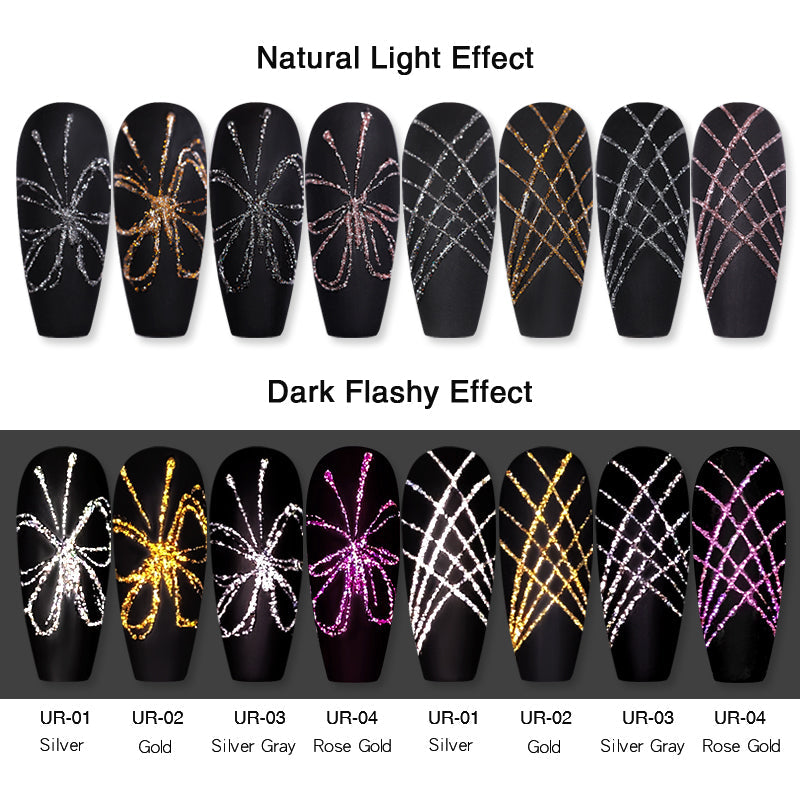 12pcs Set Reflective Spider Nail Gel