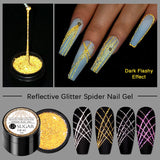 12pcs Set Reflective Spider Nail Gel