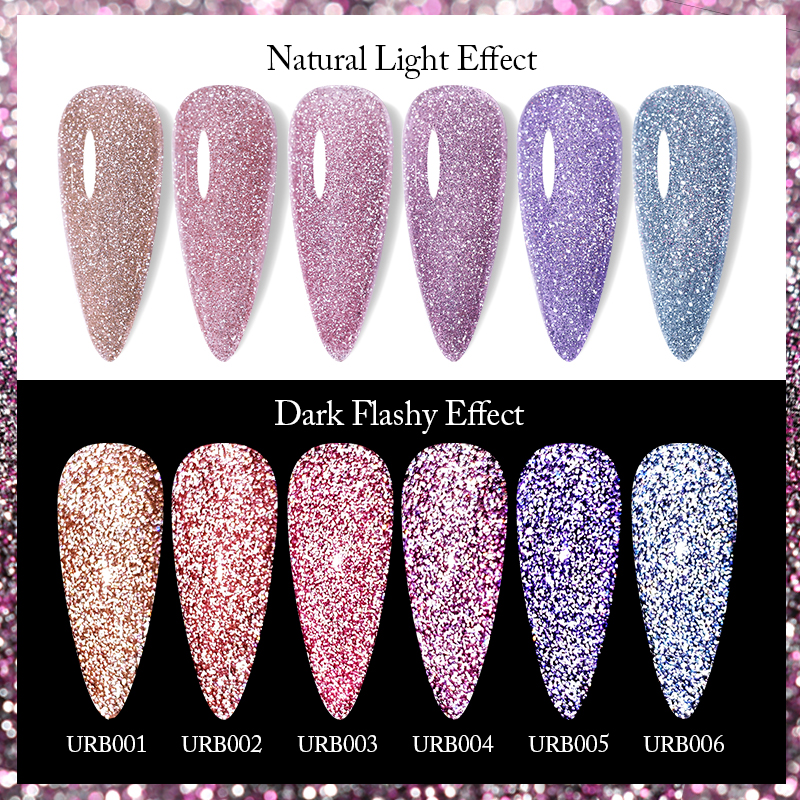 UR SUGAR 7ml Reflective Glitter Rubber Base Gel Polish Glow in Dark  Construction Effect Soak Off UV LED Gel Varnish Manicure